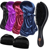 4+2 Silky Durags with Wave Brush for Men 360, Curv