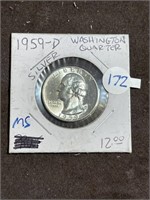 MS Grade 1959 - D  Silver Washington Quarter