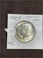 MS Grade 1968 - D Silver Kennedy Half Dollar