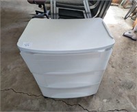 Plastic three drawer storage container