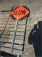 STOP & SLOW SIGN W/ POST