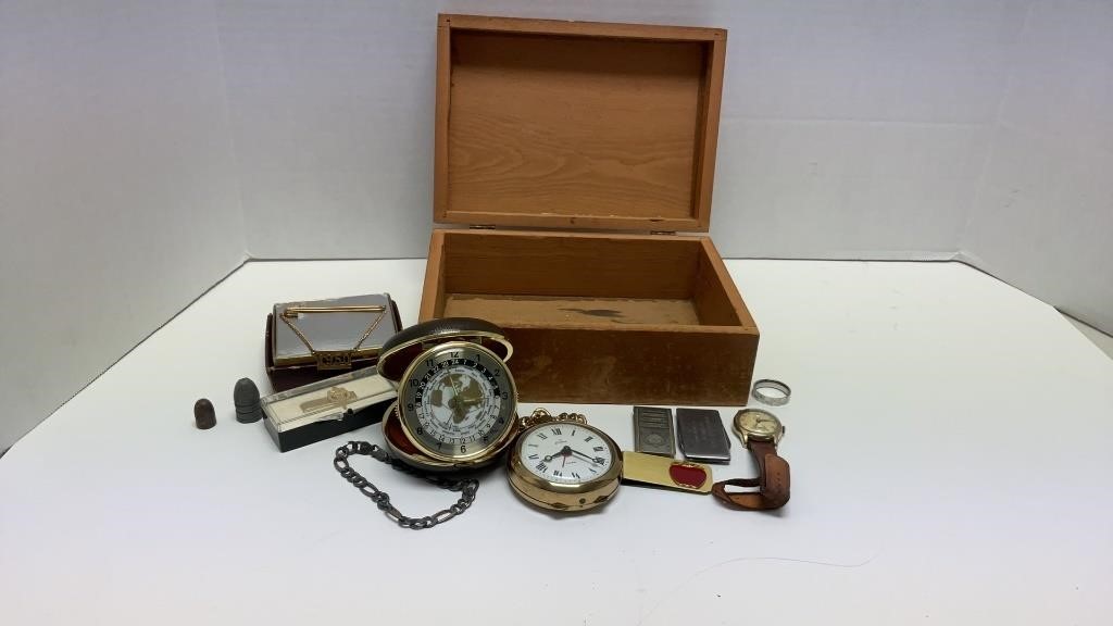 Linden world pocket watch with case, endura alarm