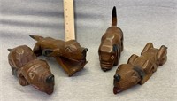 Vintage Hand Carved Wooden Hound Dogs