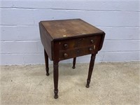 Antique Drop Leaf 2-drawer Table