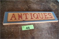 Wooden ANTIQUES Sign