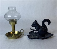 Vintage Brass Candleholder and Iron Nutcracker