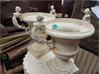 Nice Pair of Heavy Cast Iron Urns with decorative
