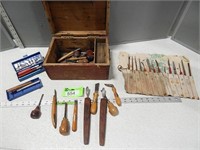 Box of wood carving tools