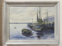 CHAS WILLIAMS SHIPS AT THE DOCK PAINTING