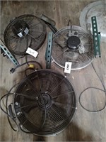Three various size fans and pedestal