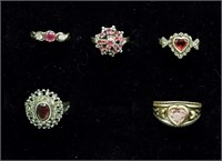 Sterling Vintage Ruby Gemstone Rings