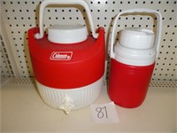 Coleman 1 gal water jug & 1/2 gal jug