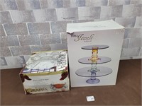 Table jewels platter stand and punch bowl set