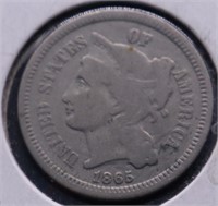 1865 3 CENT PIECE  VG