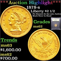 *Highlight* 1878-s Liberty $2 1/2 Graded Select Un