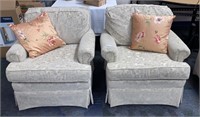 PAIR OF UPHOLSTERED EASY CHAIRS