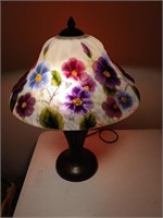 Reverse painted raised flowers lamp  21 inches