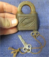 antique "slaymaker" lock with 2 keys