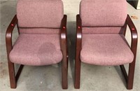 Pair of Upholstered Wood Frame Office Chairs