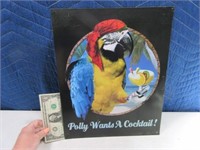Tin 12x15 Sign POLLY Wants A Beer Parrot
