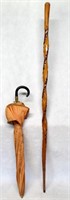 Twisted Wood Walking Stick Cane & Umbrella