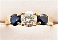 $1990 10K  Moissanite(0.6ct) Sapphire(0.5ct) Ring