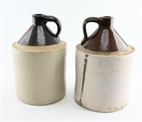 (2) Stoneware handled 1 gallon corn whiskey jugs