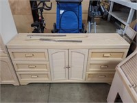 56" Beach / Birch Wood Dresser Chest W/Mirror