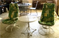 2 mid-century patio chairs plus side table