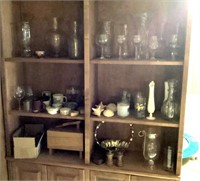 Home decor and glassware on shelves