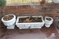 Lot of 3 Concrete Flowerpots - chipped