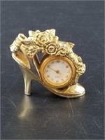 Ladies slipper, miniature clock 2"