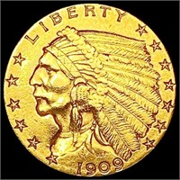 1909 $2.50 Gold Quarter Eagle CHOICE AU