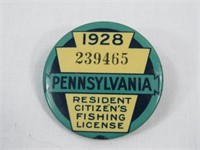 1928 PA. RESIDENT FISHING LICENSE:
