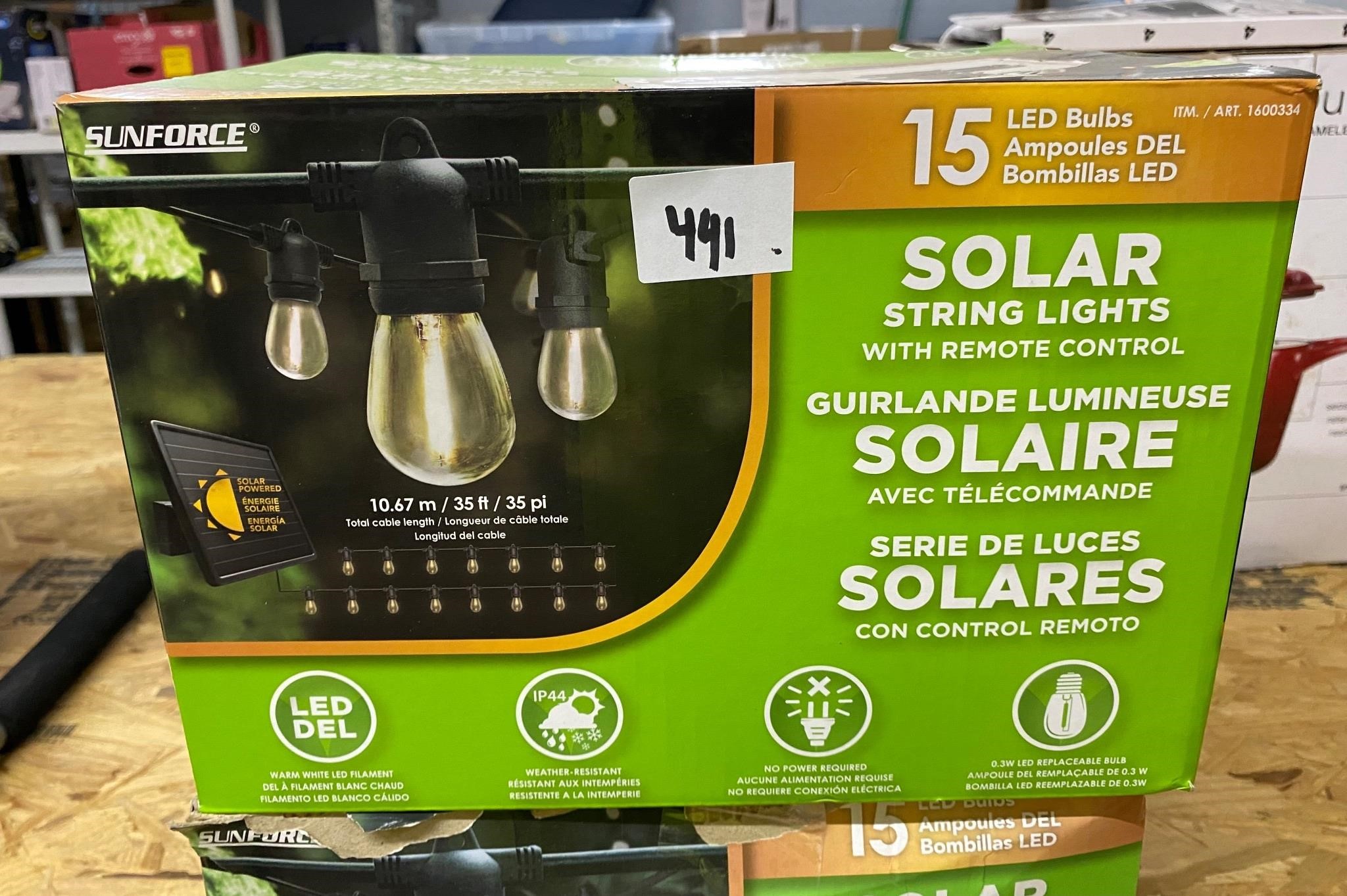 Sunforce Solar String Lights w/Remote, 35ft