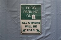 Retro Tin Sign: Frog Parking Only