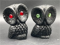 Hand Made Coal Owl Figures