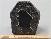 Carved Coal Silhouette Military Officer