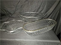 Estate lot of 3 handmade wire basket made in India