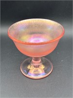 Fenton Glass 75th Ann Iridescent Pink Compote