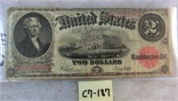 C7-187 Series of 1917 $2 large size United S