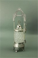 European Silver Plated Crystal Pickle Pot
