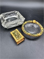 Vintage Ashtrays and Matching Decorative Matchbox