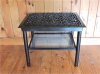 Hand Crafted Floor Grate Top Table With Shelf