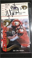 Coral reeves autographed football card