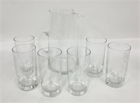 WATER PITCHER & GLASSES "ENGRAVED W/ B"