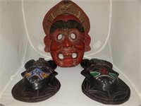 Trio of wood, tribal masks