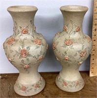 Pair of 15" sand cast vases