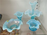 (4) Pcs. Blue Opalescent Art Glass