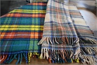 Two Fringed Wool Blankets, 66"x54"